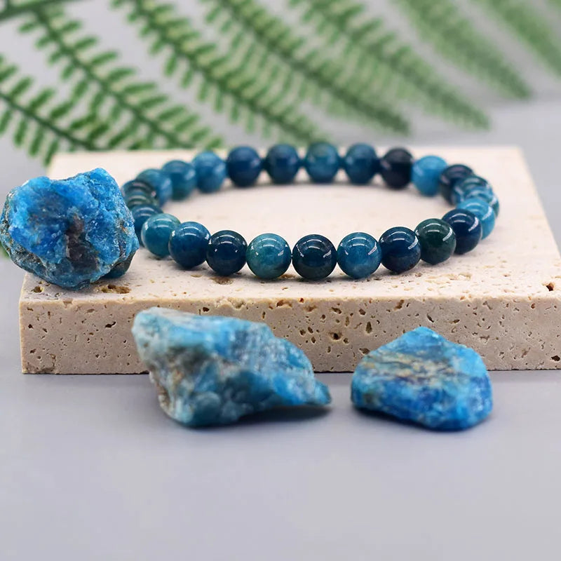 Bracciale in perle di apatite blu