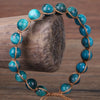 Bracciale in perle di apatite blu intrecciato a mano