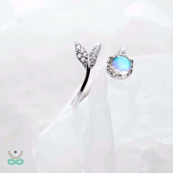 Anello Argento 925 Con Pietra Di Luna – Mezza Eternità, Impilabile, Minimal, Confezione Regalo