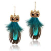 Boucles d’oreilles à plume ’ l’appel de la nuit ’ - Vert bleuté