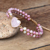 Bracelet tressé en Rhodonite et Quartz Rose