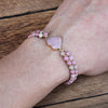 Bracelet tressé en Rhodonite et Quartz Rose