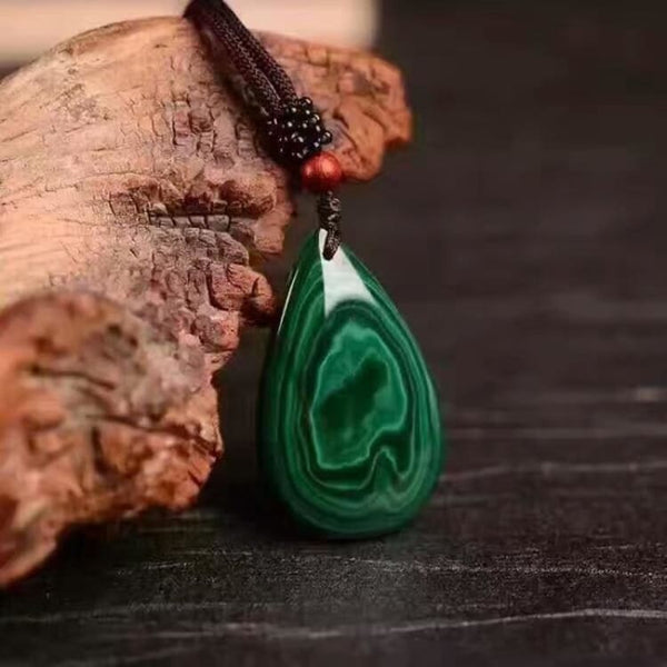 Collana con goccia d’acqua in malachite - Collana