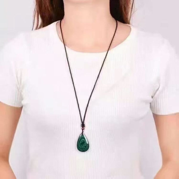 Collana con goccia d’acqua in malachite - Collana