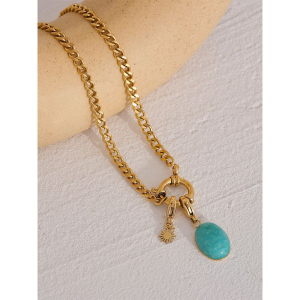 Collier pendentif Amazonite et Soleil