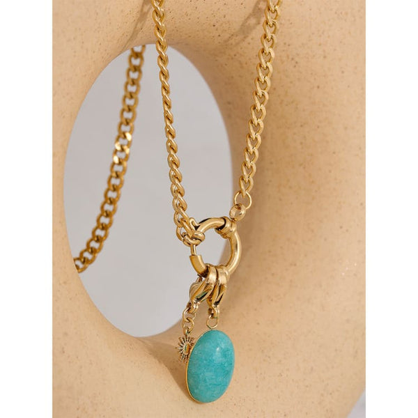Collier pendentif Amazonite et Soleil