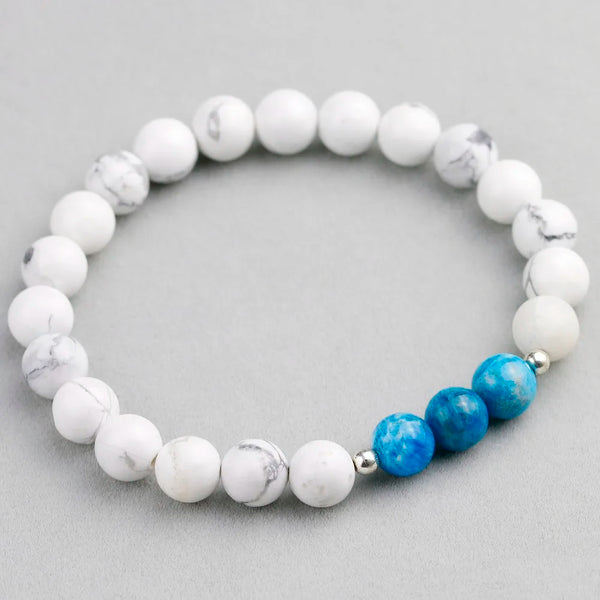 Bracciale in pietra naturale con perle di apatite e howlite