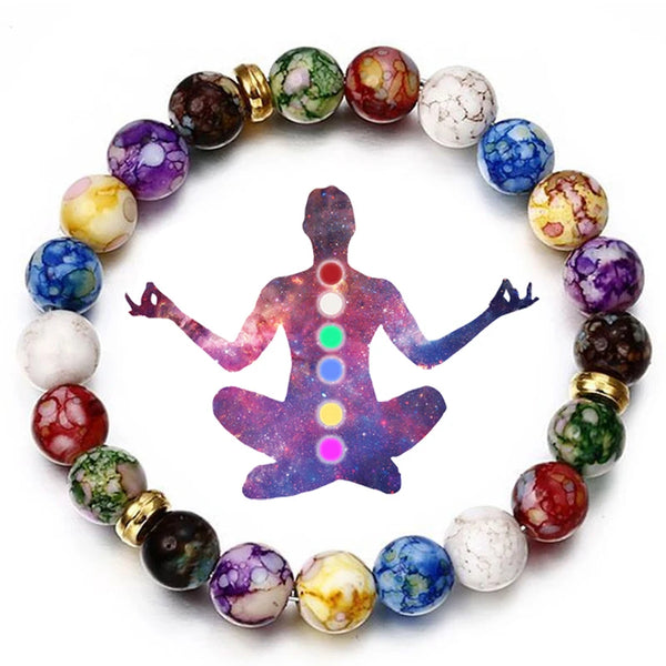 Bracciale sette chakra con perle in pietre naturali