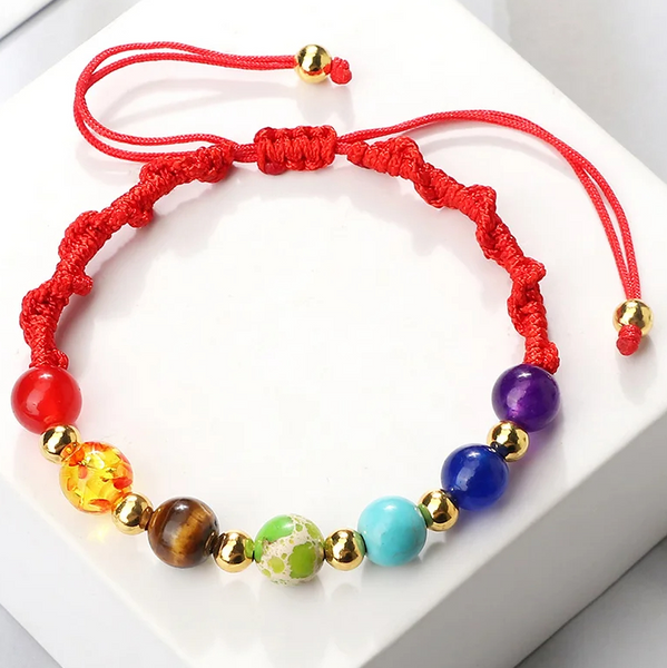 Bracciale sette chakra in pietra naturale con perle di rame