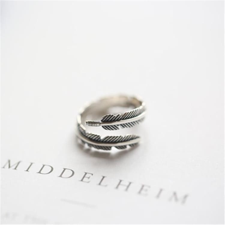 Anello Donna Con Piuma E Ali D'angelo In Acciaio Inox, Fede Nuziale, Misure US 6-9 - Foto 6