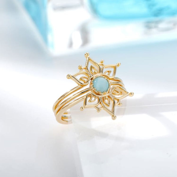 Bague Vintage Fleur de Lotus Turquoise