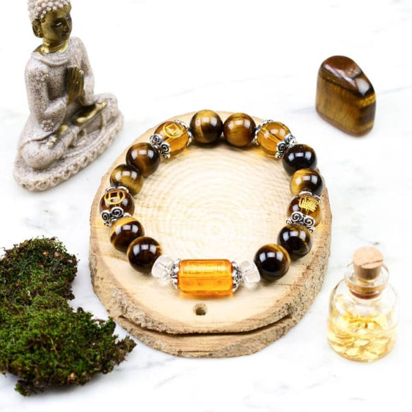 Bracciale di 6 mantra occhi di tigre - Bracciale