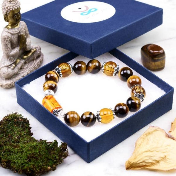 Bracciale di 6 mantra occhi di tigre - Bracciale