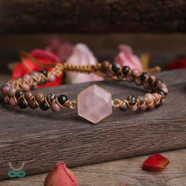 Bracelet ’Douceur’ en quartz rose et rhodonite - bracelet