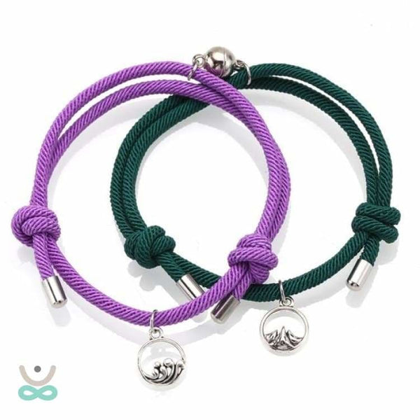 Bracelet Duo ’Par delà les Montagnes et les Océans’ - Violet et Vert - bracelet