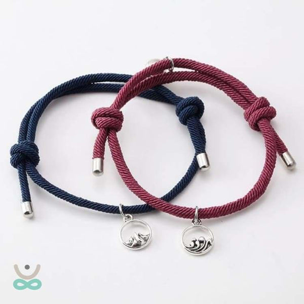 Bracelet Duo ’Par delà les Montagnes et les Océans’ - Noir et Bordeau - bracelet