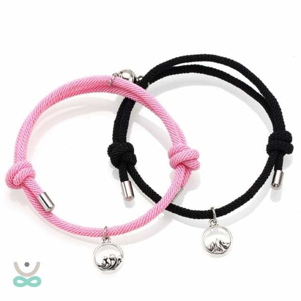 Bracelet Duo ’Par delà les Montagnes et les Océans’ - Rose et Noir - bracelet