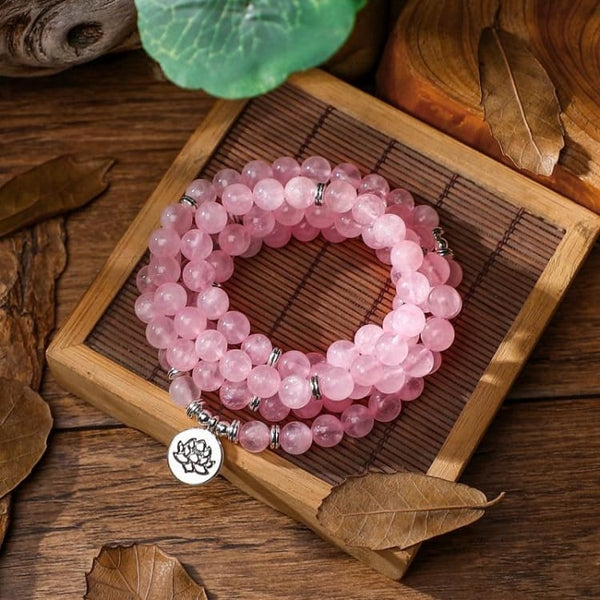 COAI Bracciale Donna In Quarzo Rosa E Pietre Dei Sette Chakra – 8mm, Energia E Armonia, Regalo Spirituale