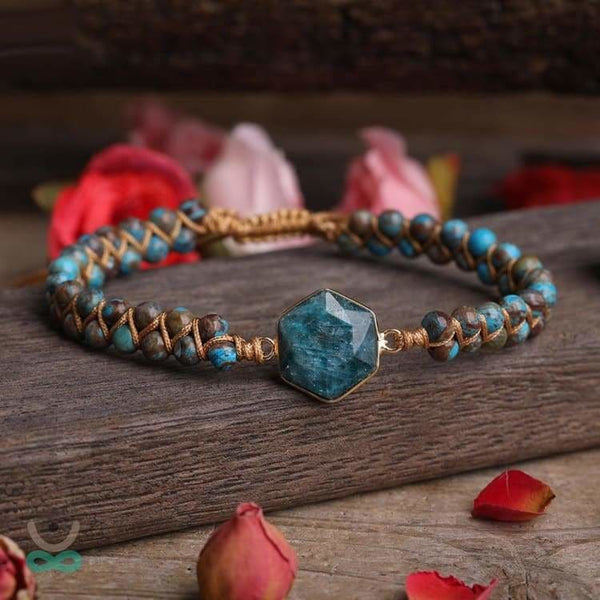 Bracelet ’Océan’ en Jaspe Bleu et Apatite - bracelet