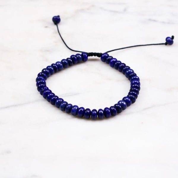 Bracciale Donna In Lapislazzuli Naturale - Pietra Blu - Lavorato A Mano, Diametro Interno 58-61 Mm - Gioiello Energetico