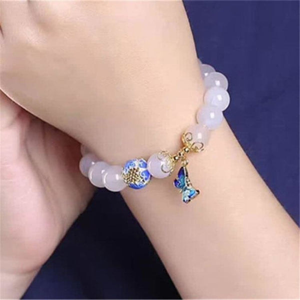 Bracciale Volo di farfalla in agata bianca - Bracciale