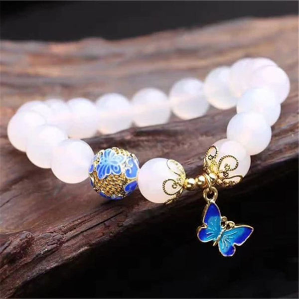 Bracciale Volo di farfalla in agata bianca - Bracciale