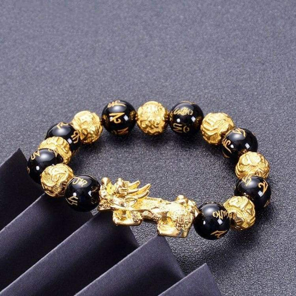 Bracelet de Chance Pi Xiu en Agate Noir. - Bracelet