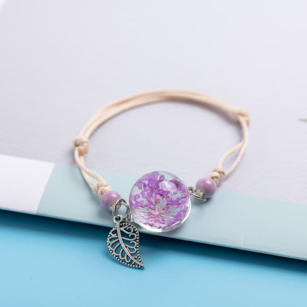 Bracelet de la fleur éternel de cristal - Explosion florale Violette