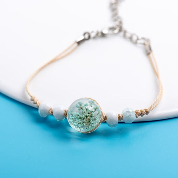 Bracelet fleur éternelle de cristal - Centauret bleuet