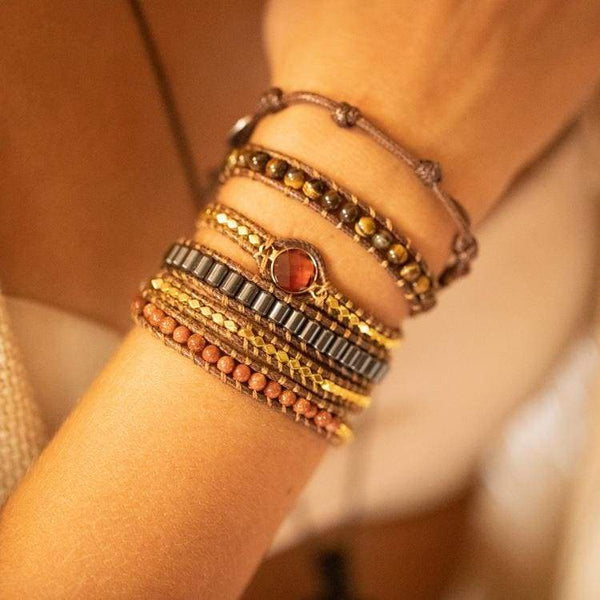 Bracelet de la vitalité profonde en Hématite et Oeil de Tigre - Bracelet