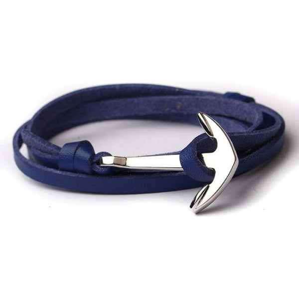 Bracelet en cuir ’ l’invitation au voyage’ - Bleu Marine