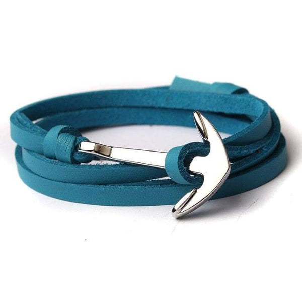 Bracelet en cuir ’ l’invitation au voyage’ - Bleu ciel