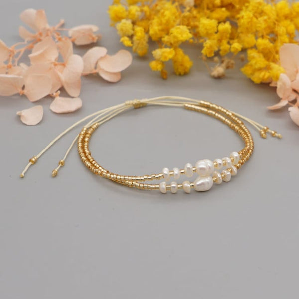 Bracelet fin en perles marines