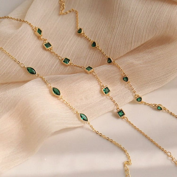 Bracelets fins en argent sterling 925 et Zircon vert