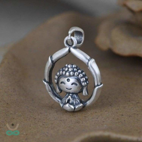 Ciondolo Uomo Tibetano Amitabha Buddha In Acciaio Inox - Collana Portafortuna Spiritual 60cm - 3