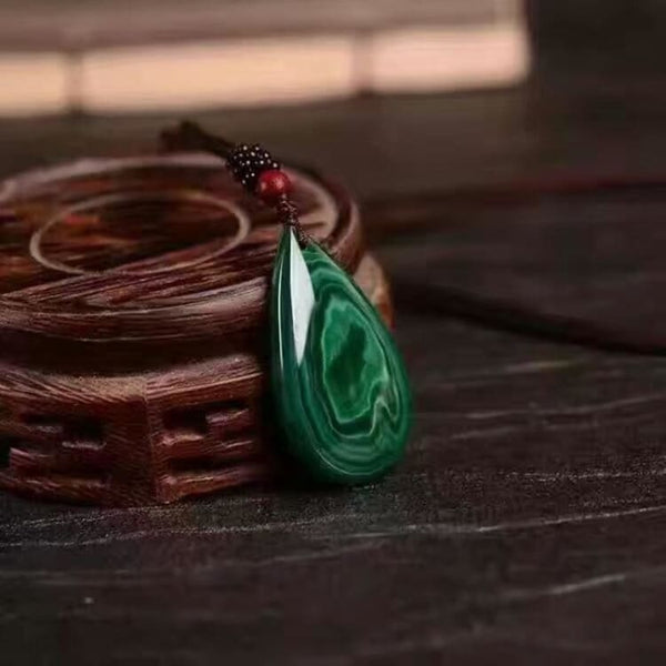 Collana con goccia d’acqua in malachite - Collana