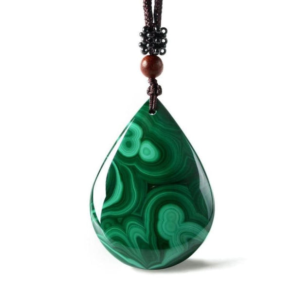 Collana con goccia d’acqua in malachite - Collana