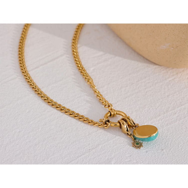 Collier pendentif Amazonite et Soleil