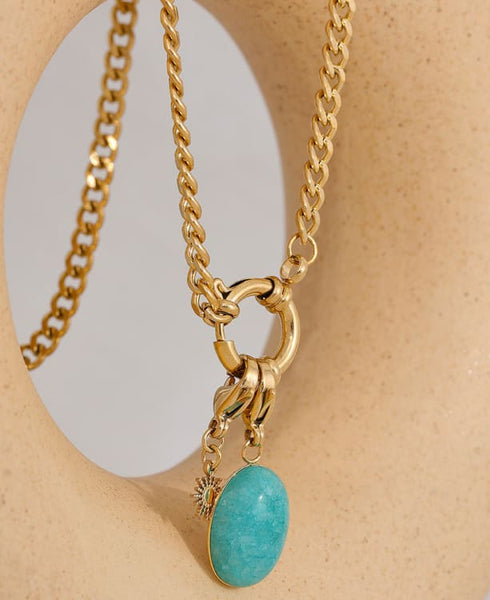 Collier pendentif Amazonite et Soleil