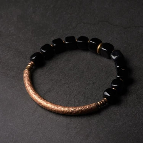 Copper and Obsidian Equilibrio Bracelet - Bracciale