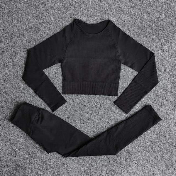 Ensemble de Yoga sans coutures Noir - S(45-55KG)