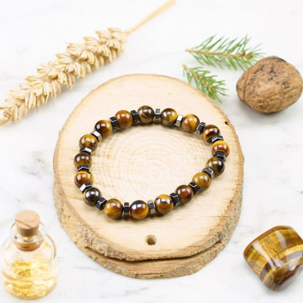 Occhio di tigre e braccialetto di energia ematite -