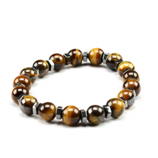 Due Bracciali Con Pietra Occhio Di Tigre E Ematite – Tripla Protezione, Perline Di Pietre Naturali, Regolabili – Porta Fortuna E Prosperità – Regalo Per Donna