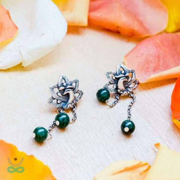 Orecchini di malachite verde infinito - Orecchini