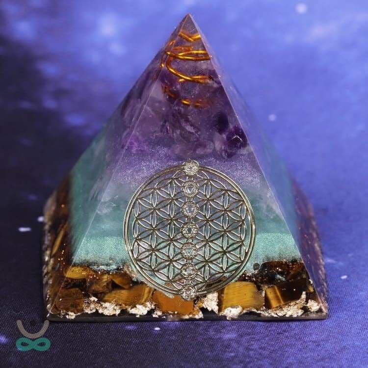 Piramide Di Orgonite 7 Chakra - Ametista, Mandala, Pietra Rossa, Per Meditazione E Energia Positiva, 6cm - Foto 8